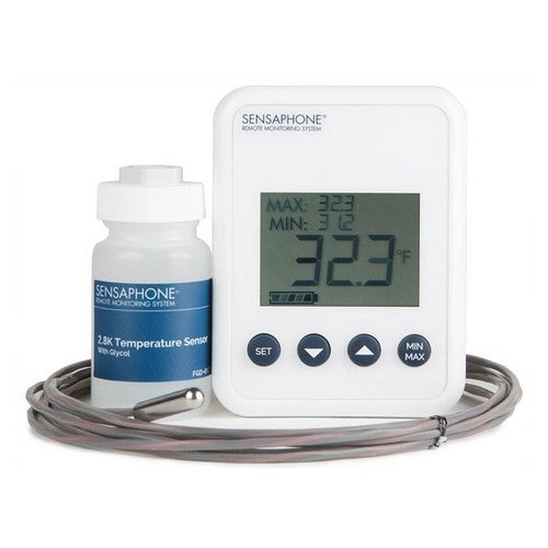 Sensaphone FGD-VFC-GLY Temperature Sensor in Glycol Bottle with Display, LCD Readout, NIST Certificate